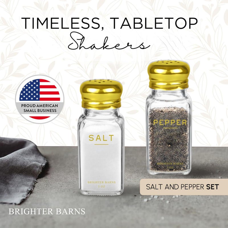 Brighter Barns Gold Salt and Pepper Shakers Set by Brighter Barns  Gold Kitchen Decor  Accessories  Neutral Minimal Decor  Modern Glass Shakers with Stainless Steel Lids for Home Restaurants - Image 2