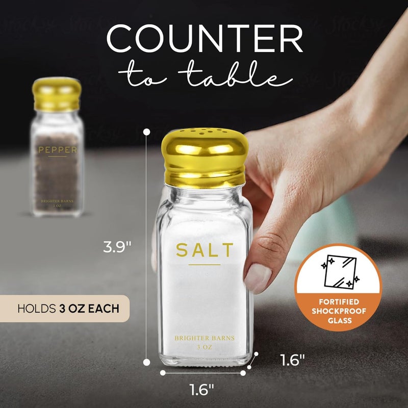 Brighter Barns Gold Salt and Pepper Shakers Set by Brighter Barns  Gold Kitchen Decor  Accessories  Neutral Minimal Decor  Modern Glass Shakers with Stainless Steel Lids for Home Restaurants - Image 3