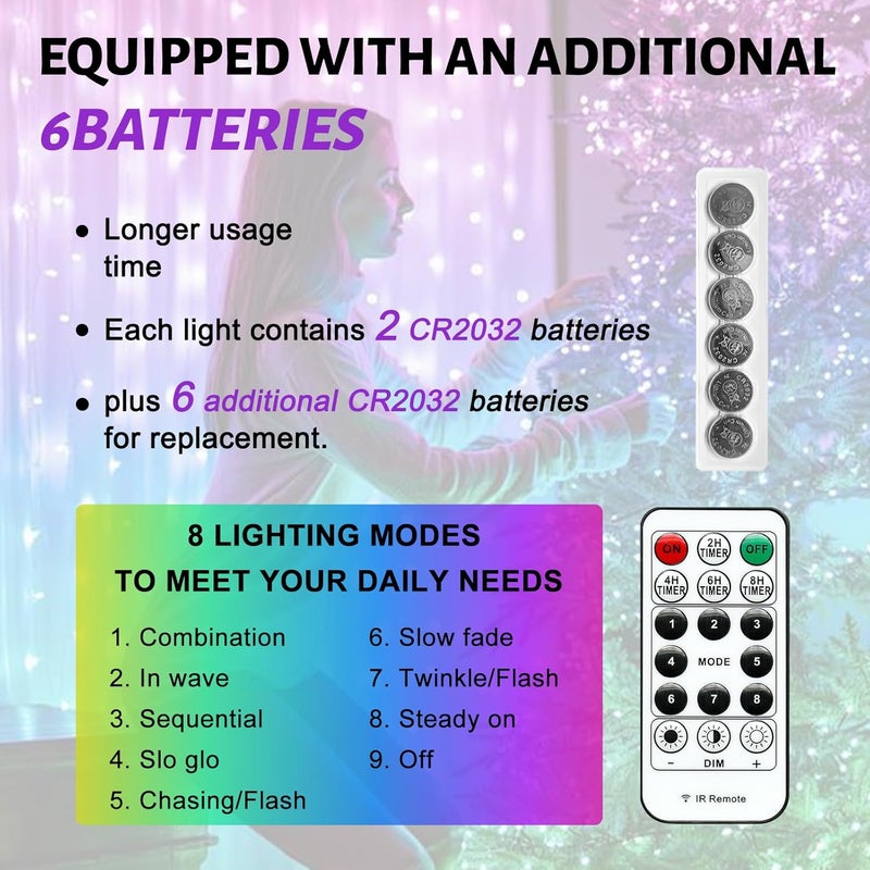 SINAMER 6PCS Multicolor Fairy Lights Battery Powered with Timer, 7ft 20LEDs Twinkle Mini Lights with Remote,Waterproof Small Silver Wire Firefly Starry for DIY Wedding Party Christmas - Image 2
