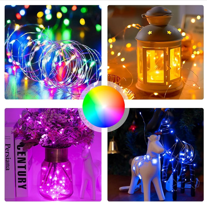 SINAMER 6PCS Multicolor Fairy Lights Battery Powered with Timer, 7ft 20LEDs Twinkle Mini Lights with Remote,Waterproof Small Silver Wire Firefly Starry for DIY Wedding Party Christmas - Image 5