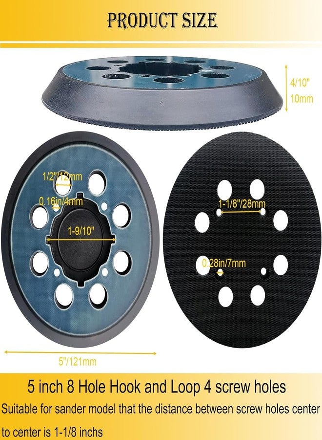 Tockrop 5" 8 Hole Hook and Loop Replacement Sander Pad for Dewalt Random Orbital Sander, Sanding Backing Pad for DeWalt DWE6421 6421K DWE6423 6423K DCW210B Sander 4 Screw Holes Sanding Part DWE64233 & N329079 - Image 2