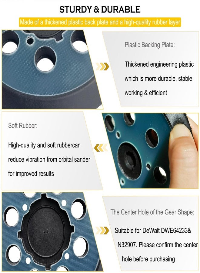 Tockrop 5" 8 Hole Hook and Loop Replacement Sander Pad for Dewalt Random Orbital Sander, Sanding Backing Pad for DeWalt DWE6421 6421K DWE6423 6423K DCW210B Sander 4 Screw Holes Sanding Part DWE64233 & N329079 - Image 4