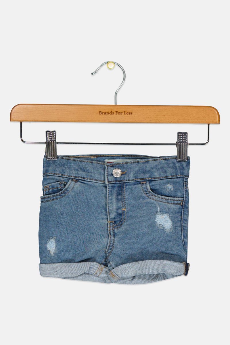 Levi's Toddlers Girl Rip Girlfriend Denim Shorts, Blue - Image 1