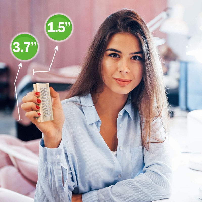 Konex Non-Slip Wooden Two-sided Hand and Nail Brush. Fingernail Brush for Nail Cleaning and Scrubbing. Heavy duty Stiff Nail Brush for Travel. Mechanic hand scrub brush with molded grip. - Image 3