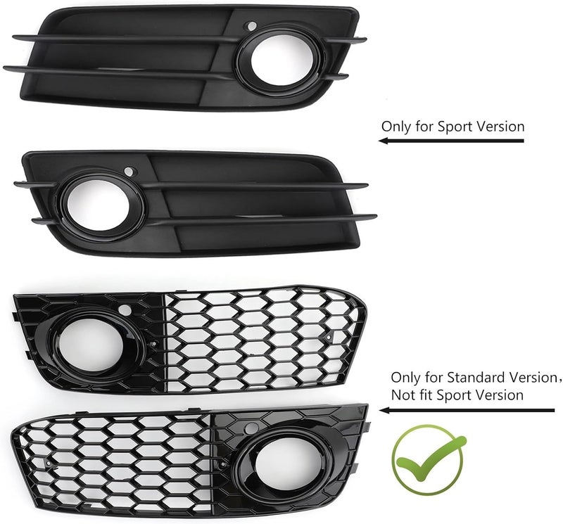 Fit for Audi A4 B8 RS4 2009 2010 2011 2012 Honeycomb Mesh Fog Light Open Vent Grille Intake Cover 8KD807682 8KD807681 Grill Parts - Image 4