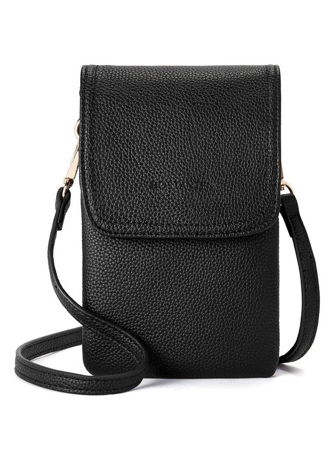 Bostanten BOSTANTEN Vegan Leather Small Crossbody Bags for Women Designer Cell Phone Bag Wallet Purses Adjustable Strap Classic Black  - Image 1