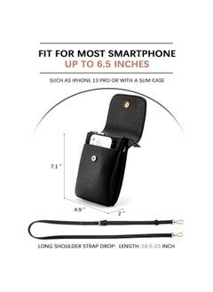 Bostanten BOSTANTEN Vegan Leather Small Crossbody Bags for Women Designer Cell Phone Bag Wallet Purses Adjustable Strap Classic Black  - Image 5