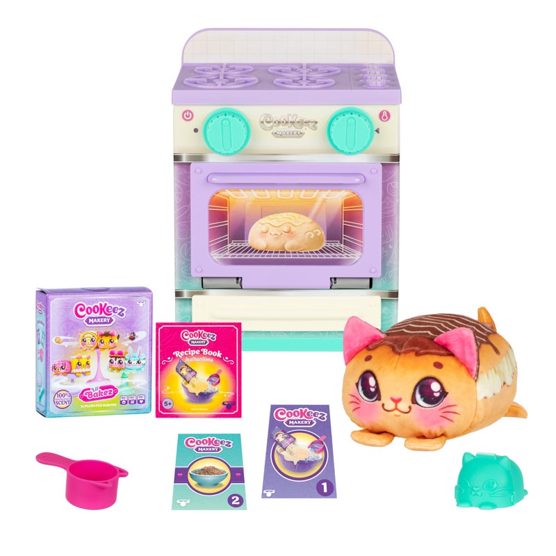Cookeez Makery فرن كوكيس ميكري ليل باكز، اخلط العجين واصنع حيوان أليف مفاجئ برائحة عطرة على شكل لعبة قماش لذيذة الرائحة (غير إلكترونية)، اخبز واجمع - قد تختلف الأنماط. - Image 1