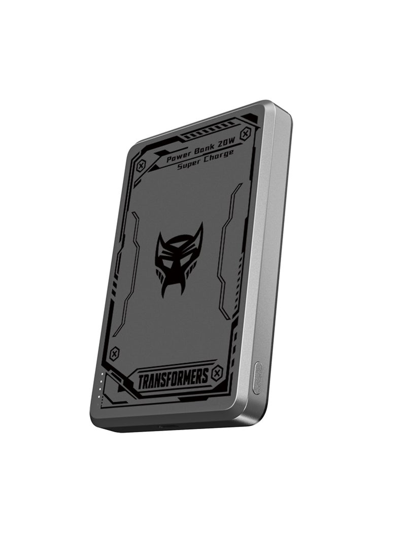 TRANSFORMERS TF-D02 Power Bank 10000mAh – Fast Charging with Type-C & Wireless Charging, 20W Max Output, Aluminum Alloy Design, Portable & Lightweight, Compatible with Smartphones, Tablets & More - Grey - Image 1