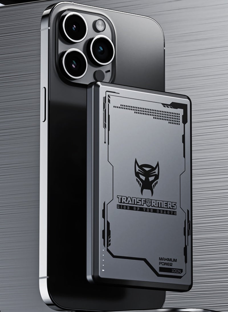 TRANSFORMERS TF-D02 Power Bank 10000mAh – Fast Charging with Type-C & Wireless Charging, 20W Max Output, Aluminum Alloy Design, Portable & Lightweight, Compatible with Smartphones, Tablets & More - Grey - Image 2