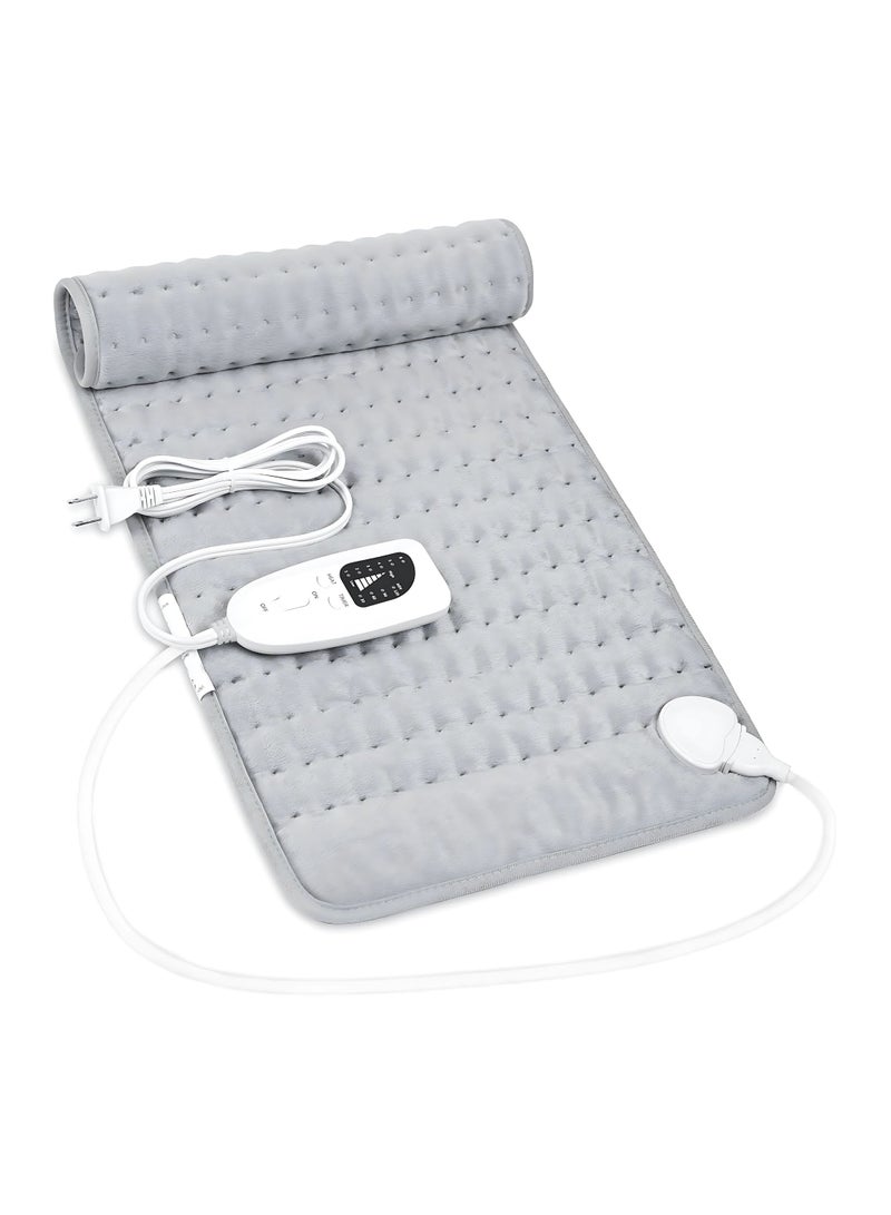 AREXA Electric Heating Pad for Back, Neck, Shoulder, Legs, Knees & Abdomen – Moist & Dry Heat Therapy, Fast Heating Hot Pad with Auto Shut Off, Pain Relief for Muscle Cramps (24''x12'', Light Gray)  - Image 1