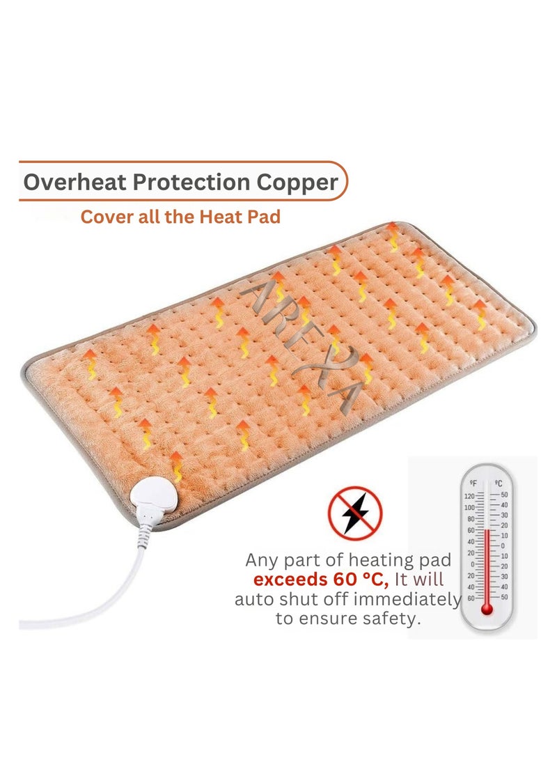 AREXA Electric Heating Pad for Back, Neck, Shoulder, Legs, Knees & Abdomen – Moist & Dry Heat Therapy, Fast Heating Hot Pad with Auto Shut Off, Pain Relief for Muscle Cramps (24''x12'', Light Gray)  - Image 5