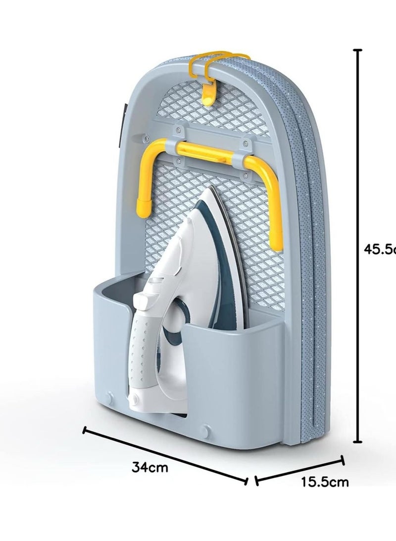Pocket Folding Space-Saving, Compact table-top Ironing Board Regular, Grey/Yellow - Image 3