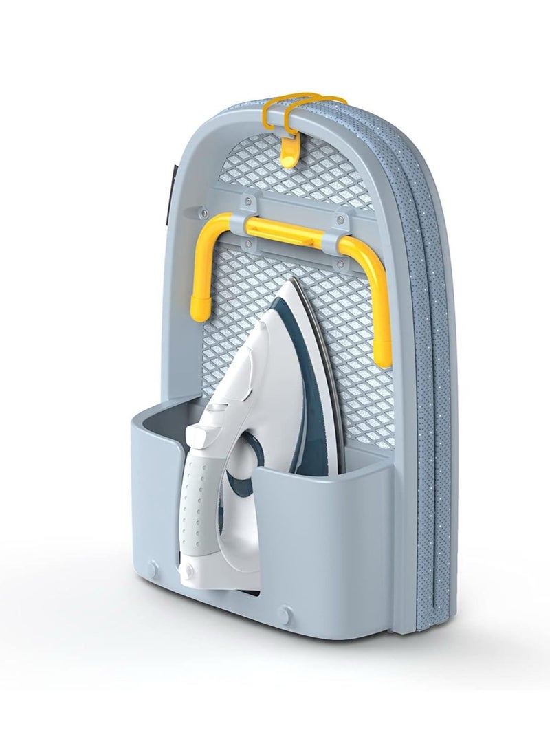 Pocket Folding Space-Saving, Compact table-top Ironing Board Regular, Grey/Yellow - Image 1