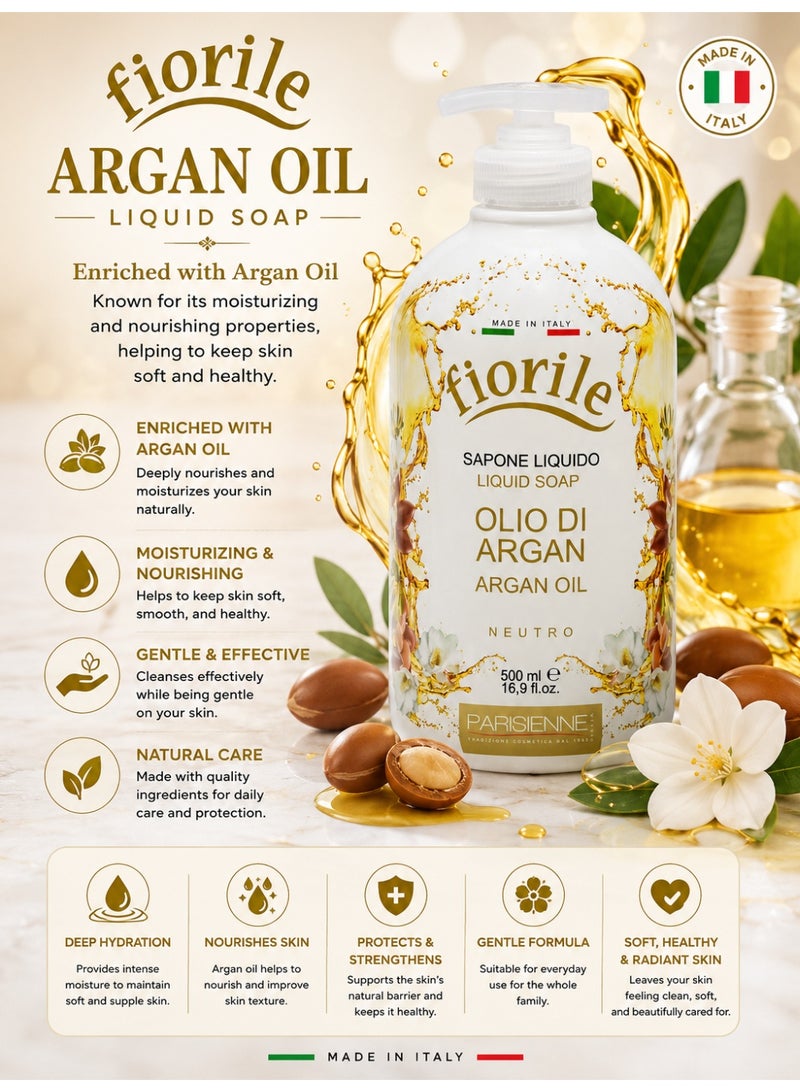 Fiorile Liquid Soap Argan Oil 500ML | Nourishing & Moisturizing Hand Wash | Germ Protection & Deep Cleansing | Perfect for all skin types - Image 3