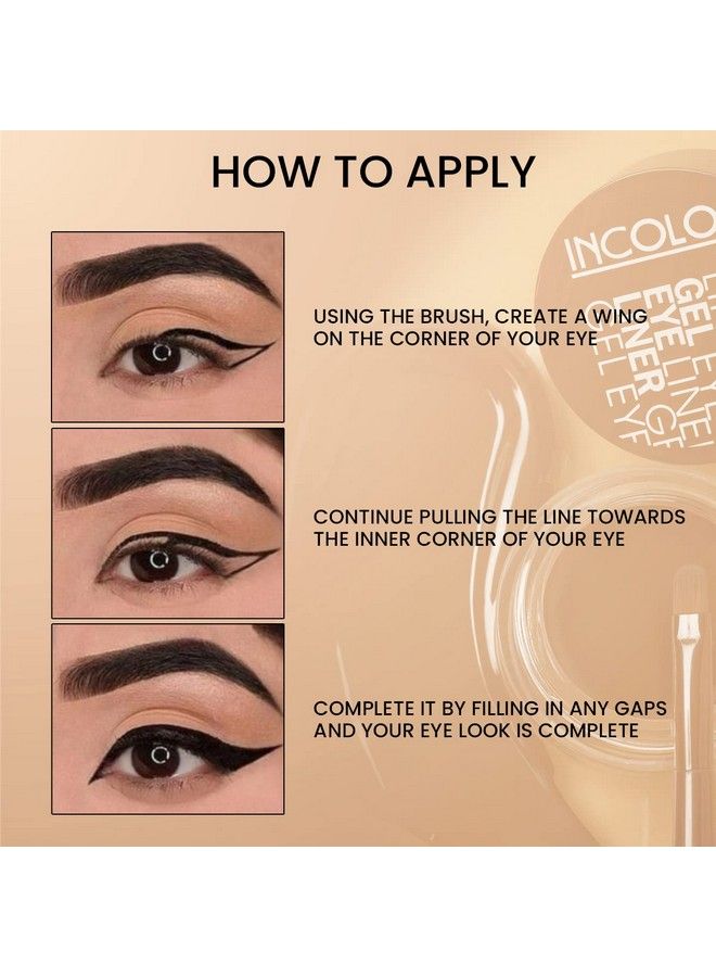 INCOLOR Scandaleyes Long Lasting Waterproof Gel Eye Liner With Smudger For Women ; Llong Wearing Parabenfree ; High Intensity Pigments ; Last For All Day Long Work Great With Eyebrow (Black) 5Gm - Image 3