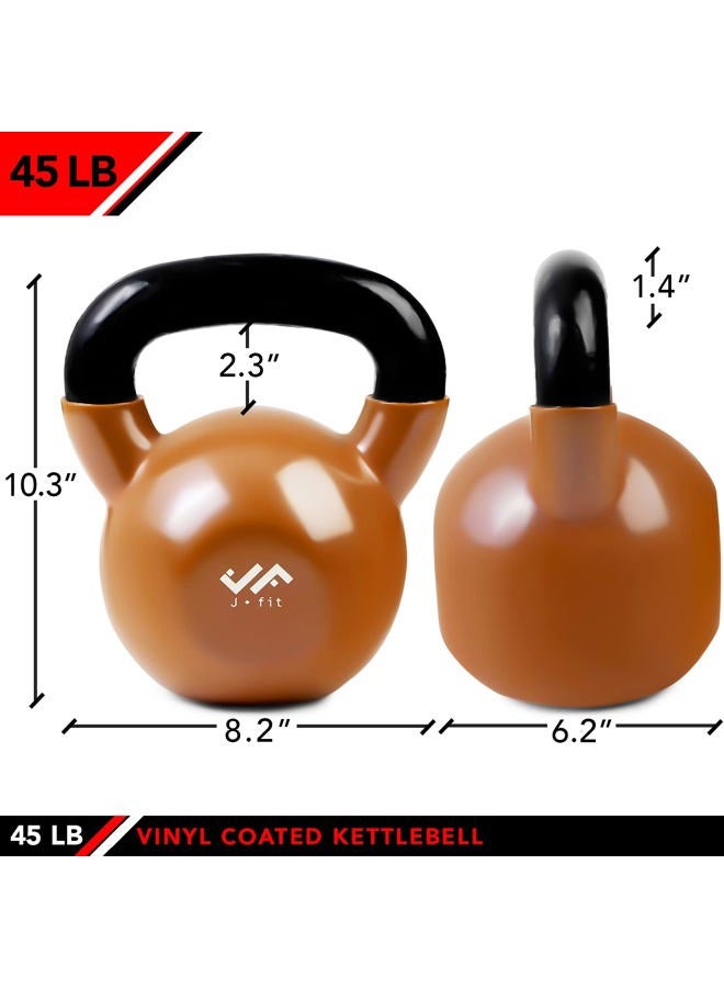 JFIT أوزان كيتل بيل مغلفة بالفينيل - 45 رطل - مغلفة لحماية الأرضيات والمعدات، وتقليل الضوضاء - أوزان حرة للتدريب الباليستي، والعضلات الأساسية، وتدريب الوزن - Image 2