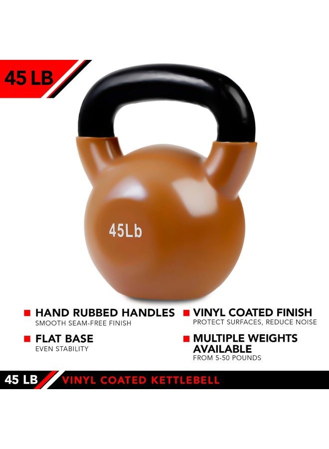 JFIT أوزان كيتل بيل مغلفة بالفينيل - 45 رطل - مغلفة لحماية الأرضيات والمعدات، وتقليل الضوضاء - أوزان حرة للتدريب الباليستي، والعضلات الأساسية، وتدريب الوزن - Image 3