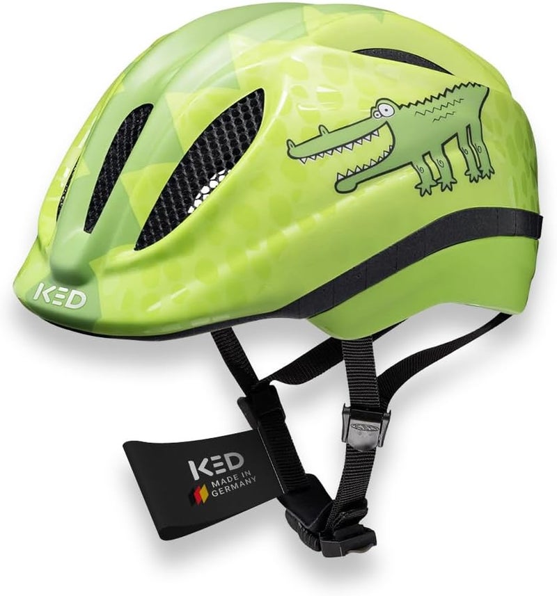 KED Kinderhelm Meggy II Trend Bicycle Helmet, Green Croco Glossy - Image 1