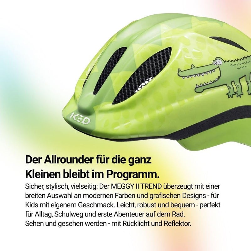 KED Kinderhelm Meggy II Trend Bicycle Helmet, Green Croco Glossy - Image 5