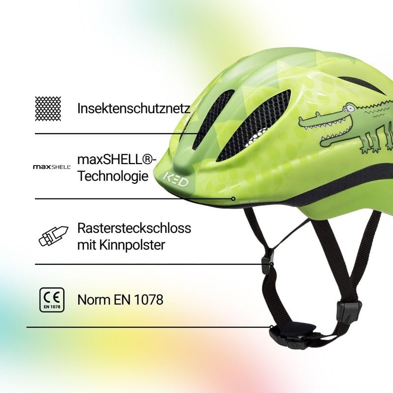 KED Kinderhelm Meggy II Trend Bicycle Helmet, Green Croco Glossy - Image 2