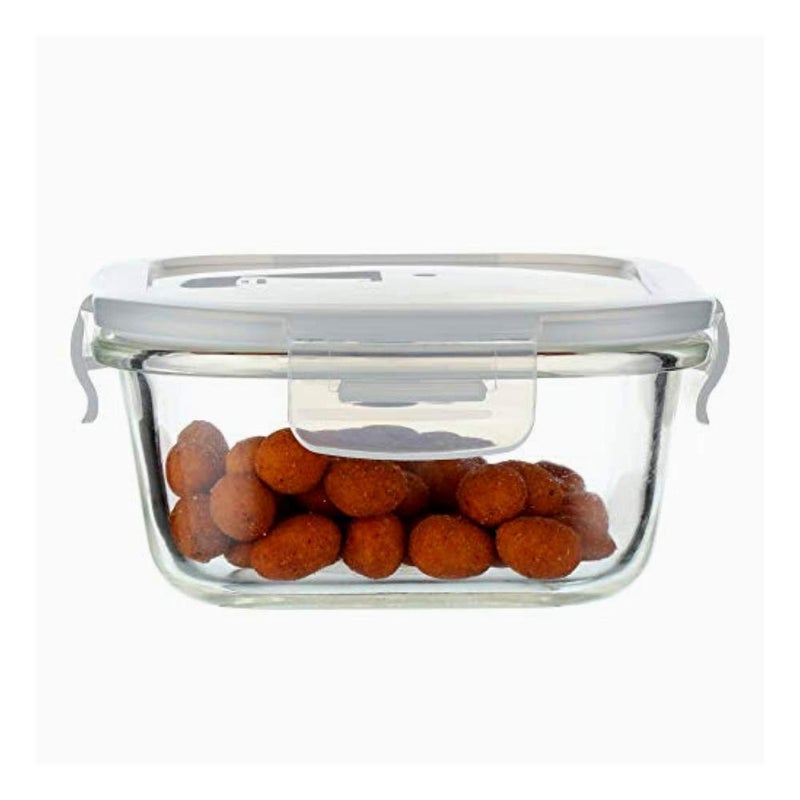 Femora Femora Borosilicate Glass Containers for Kitchen | 1 Year Warranty | Container Boxes for Storage, Storage Box for Kitchen with Air Vent Lid, Microwave Safe Utensils, Square (Set of 1-500ml) - Image 1
