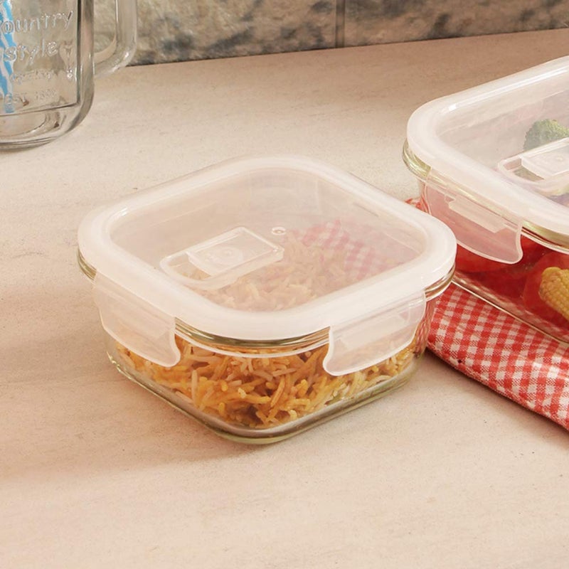 Femora Femora Borosilicate Glass Containers for Kitchen | 1 Year Warranty | Container Boxes for Storage, Storage Box for Kitchen with Air Vent Lid, Microwave Safe Utensils, Square (Set of 1-500ml) - Image 3