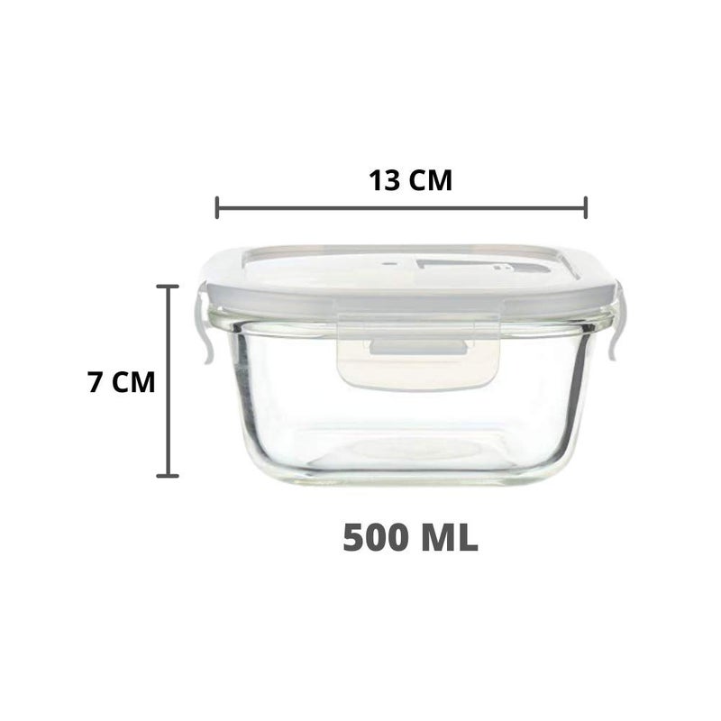 Femora Femora Borosilicate Glass Containers for Kitchen | 1 Year Warranty | Container Boxes for Storage, Storage Box for Kitchen with Air Vent Lid, Microwave Safe Utensils, Square (Set of 1-500ml) - Image 4