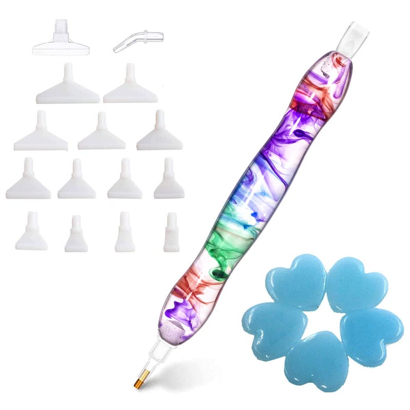 Praise V Do Colorful Diamond Painting Art Pen Kit Tool 5D Diamond Painting Pen Kit Tool Accessories Stylus Drill Pen for Diamond Painting Nail Art Diamond Art with Glue Clay and Multi Tips - Image 3