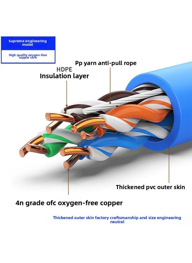 Generic Network Cable Household Super Category 5 Category 6 Gigabit Outdoor High-speed Computer Broadband 8-core Network Monitoring Twisted Pair 10 M-Colour:Blue 【category 5e Oxygen-free Copper】-Line Length  - Image 1