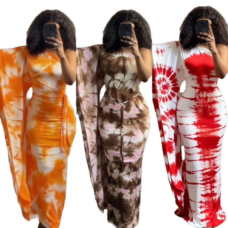 Women's Summer Tie-Dye Abstract Print Vacation Dress - Image 5