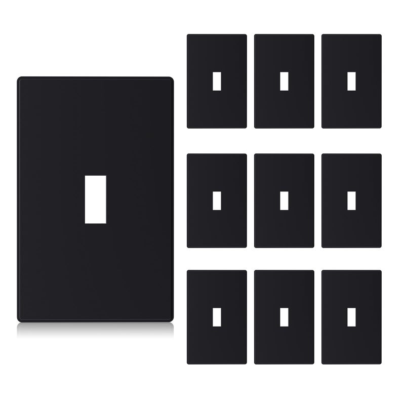 AIDA 1Gang Midsize Screwless Toggle Light Switch Cover Plate Matte Black 10Pack Unbreakable Thermoplastic Replacement for Lightswitch Wall Plate Cover UL Listed 488H x 313L - Image 2