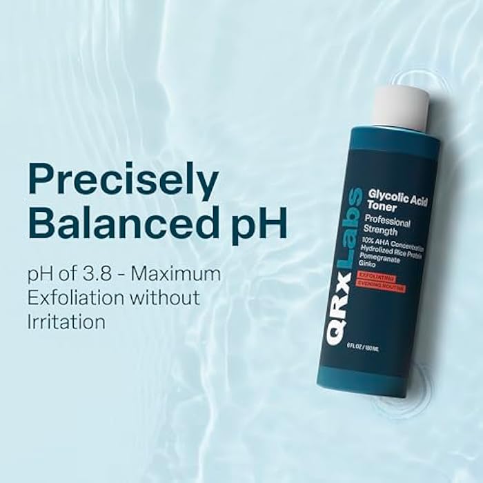 QRxLabs Glycolic Acid Toner - 10% Glycolic Acid Exfoliant with Salicylic Acid - Hydrating Face Exfoliator - Pore Toner & BHA Liquid Exfoliant with Witch Hazel - 6 Fl Oz - Image 5