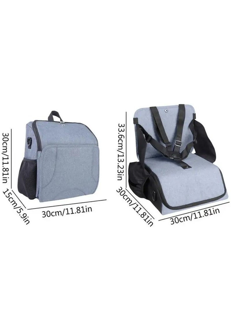 XiuWoo 2 in 1 Multifunctional Portable Kids Baby Booster Seat, High Chair, Mother bag, Nappy Storage Bag and Baby Travel Diaper Bag with Handy Storage Compartments and Safety Harness  - Image 4