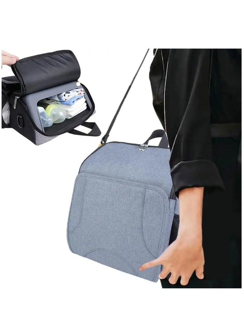 XiuWoo 2 in 1 Multifunctional Portable Kids Baby Booster Seat, High Chair, Mother bag, Nappy Storage Bag and Baby Travel Diaper Bag with Handy Storage Compartments and Safety Harness  - Image 3