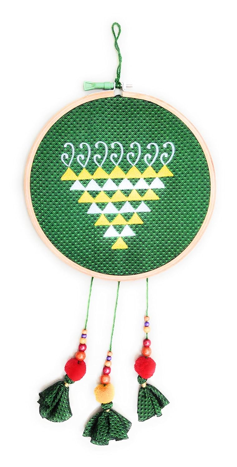 Punyatva Sarswati Dream Catcher Wall Hanging Mirage Dream Catcher Wall Decor Wall Hanging for Bedroom and Living Room Dream Catcher for Home Decoration Green Dream Catcher Large Size - Image 1