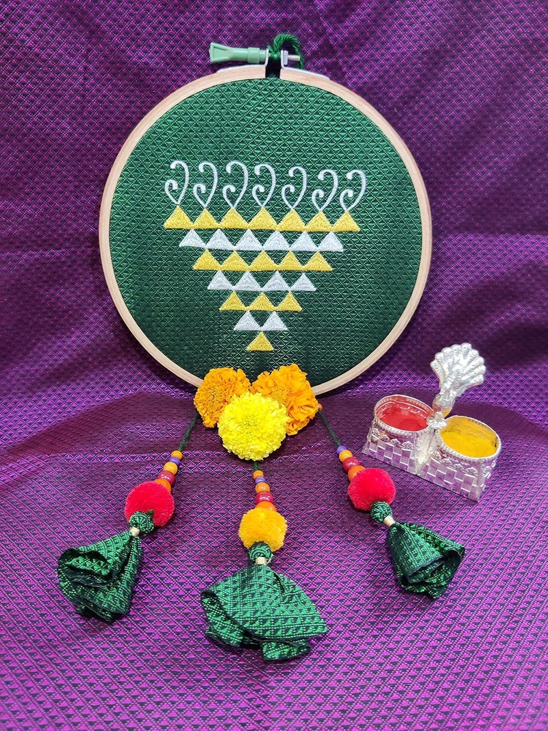 Punyatva Sarswati Dream Catcher Wall Hanging Mirage Dream Catcher Wall Decor Wall Hanging for Bedroom and Living Room Dream Catcher for Home Decoration Green Dream Catcher Large Size - Image 4