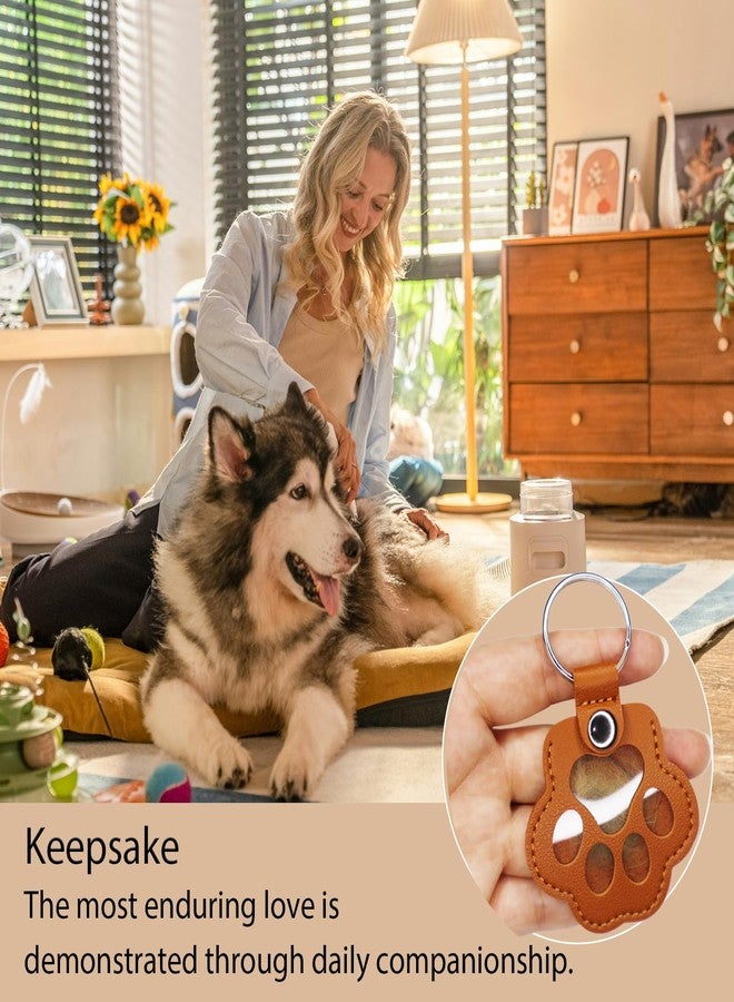 Paw Keychain Keepsake for Pet Fur Memorial 2PCS - Leather Hair Keychain Dog Cat Fur Keepsake with Cat Paw Data Cable Tie Memorial Gifts for Collar Bag Purse Paw Charm Key Holder - Image 3