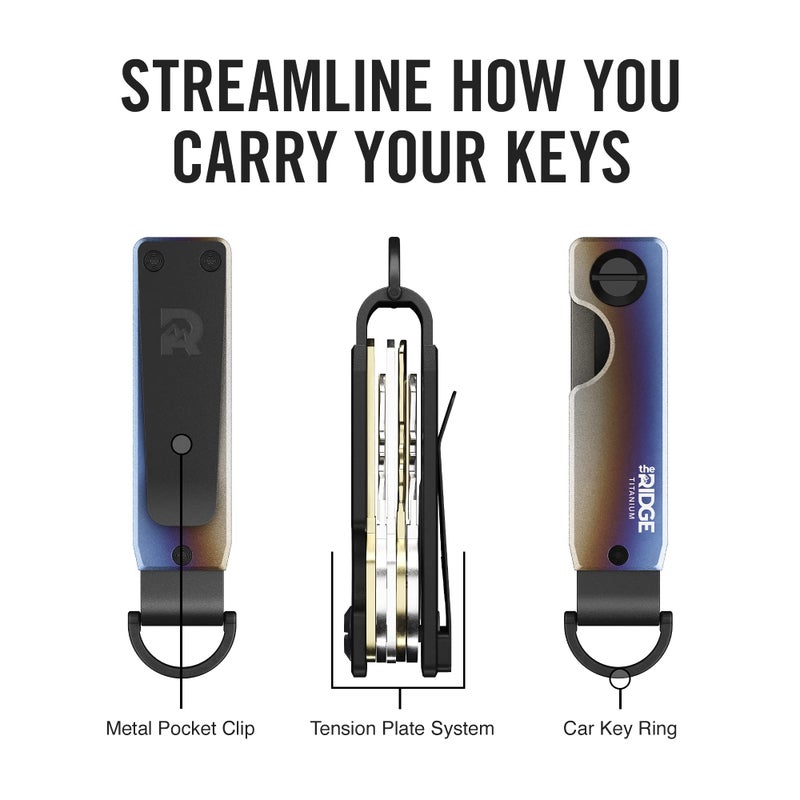 The Ridge The Ridge Key Organizer - Compact Metallic Key Holder | Minimalist Innovative Keyholder | Smart Keychain Secures 2-6 Keys (Burnt Titanium)  - Image 2