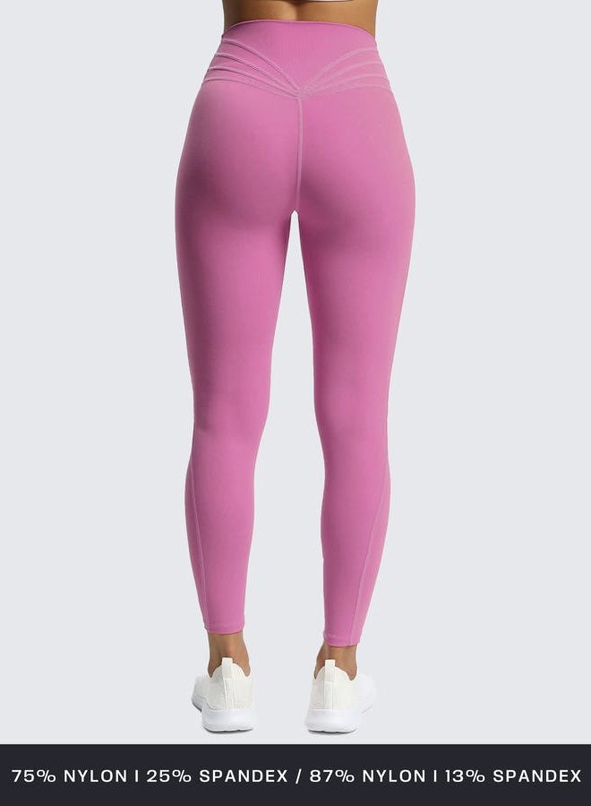 Aoxjox High Waisted Workout Leggings for Women Trinity Yoga Pants 26.5", Spring Crocus, M - Image 3