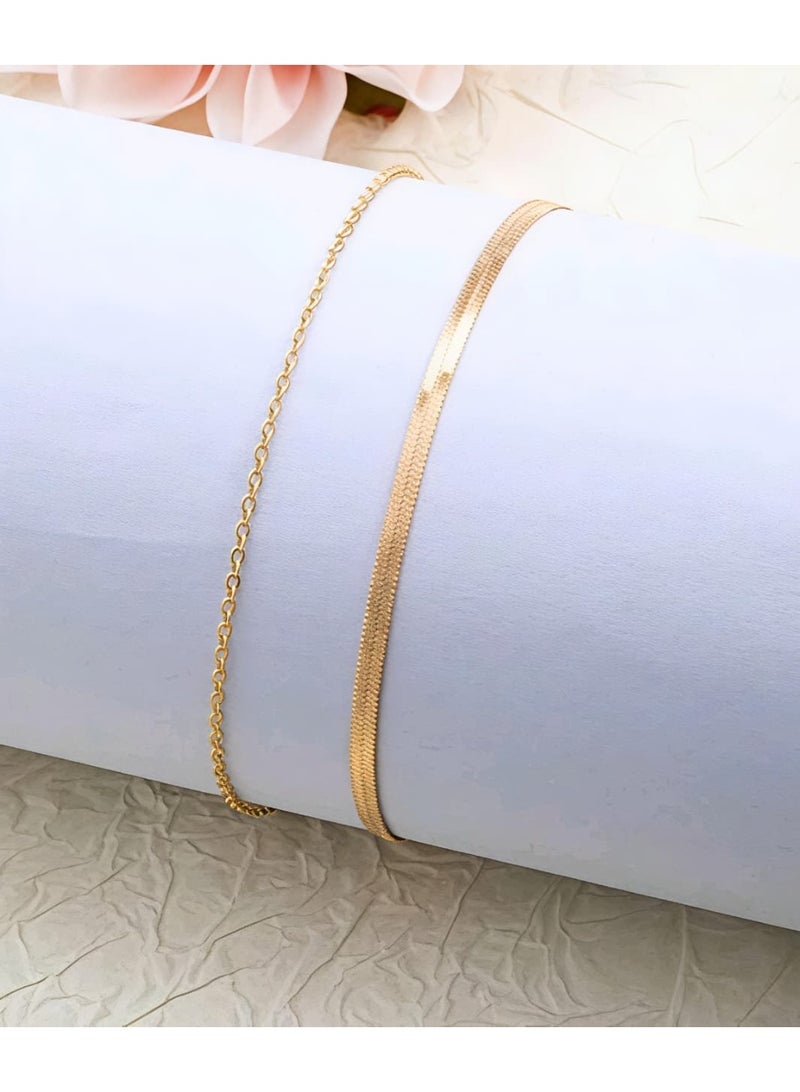 شي إن خلخال نسائي بتصميم بسيط من سلسلة عظم الثعبان، بطبقتين - Image 2