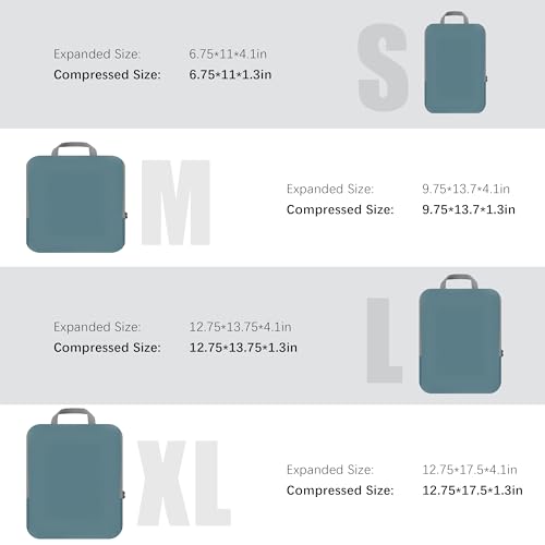 PANDA JOYS 4 Set Compression Packing Cubes Travel - Travel Accessories Expandable Packing Organizers for Carry On - Essentials Luggage Bags - Dark Blue - Image 5