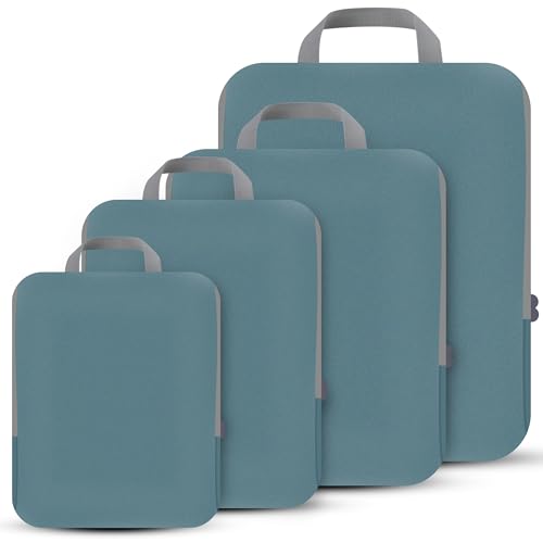 PANDA JOYS 4 Set Compression Packing Cubes Travel - Travel Accessories Expandable Packing Organizers for Carry On - Essentials Luggage Bags - Dark Blue - Image 1