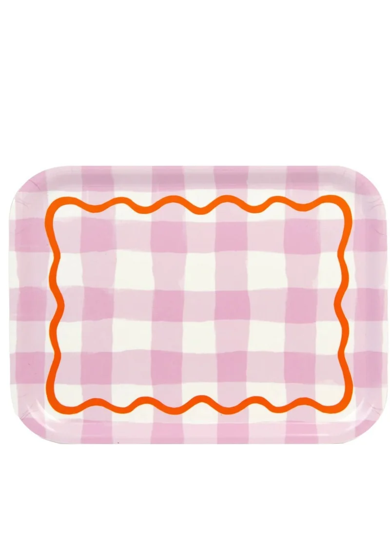 Talking Tables Lilac Gingham Wooden Serving Tray