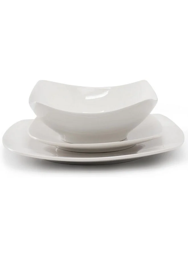 GIBSON 12-Piece Everyday Square Fine Ceramic Dinnerware Set White 30.48 x 27.94 x 30.48 cm 118505.12R