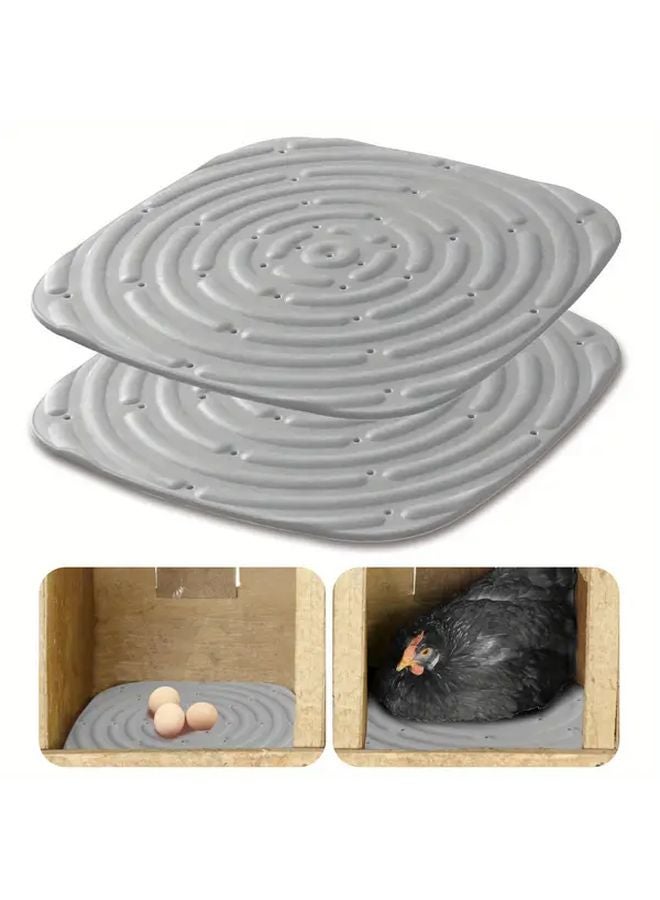 2pcs Grey Washable Chicken Nesting Pads Soft Durable Reusable Coop Liners - Image 1