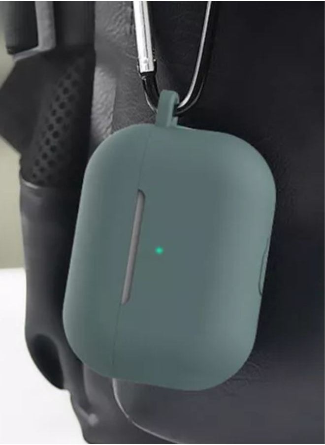 LEEKA - AirPods Pro 2 Silicone Case with Metal Clip - Shockproof, Anti-Slip, Dust-Resistant Protective Cover with Keychain Hook for Secure Fit - Scratchproof, Durable Shell for AirPods Pro 2nd Generation Green - Image 1
