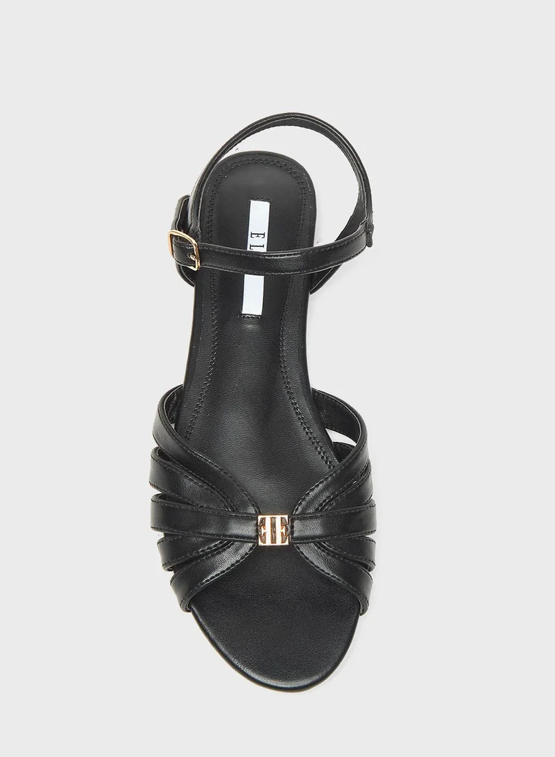 ايل Logo Detailed Multi Strap Flat Sandals