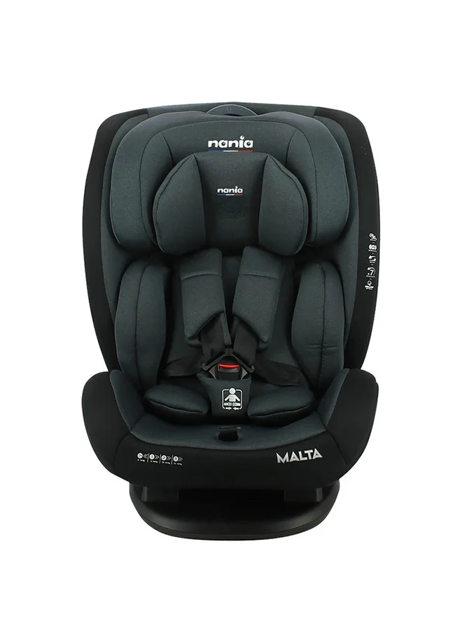 نانيا Malta Grey Black Baby Car Seat, Group 0+,1,2,3 (0-36Kg), Suitable From Birth