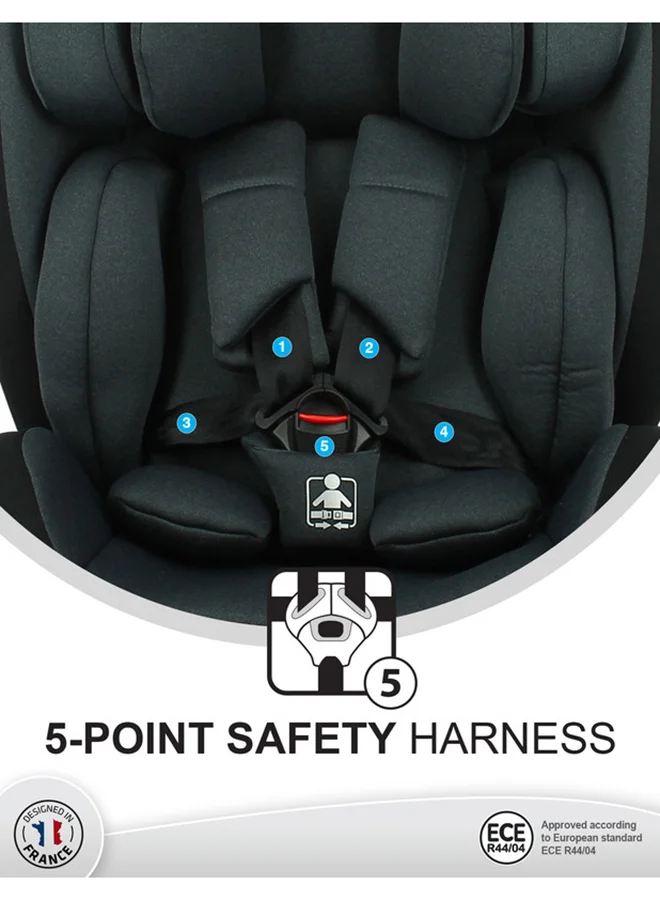 Nania Malta Grey Black Baby Car Seat, Group 0+,1,2,3 (0-36Kg), Suitable From Birth